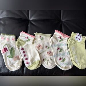 Floral Tulips Ankle Socks Set - 5 pack